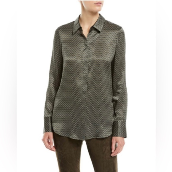Lafayette 148 New York Scottie Boundless-Buds Long-Sleeve Silk Blouse XL NWT - Picture 1 of 11